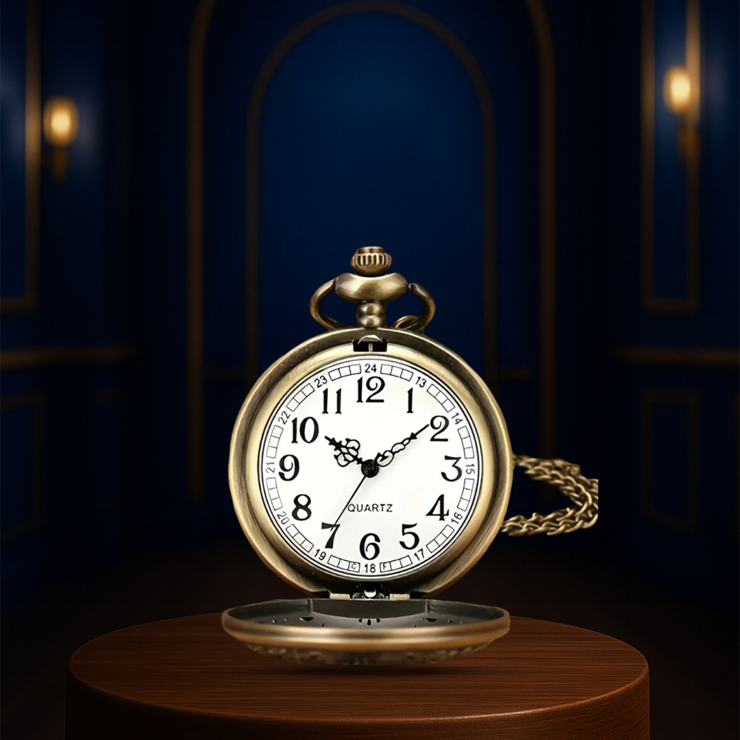 Saxton | Reloj de bolsillo de bronce con números clásicos | 45 mm