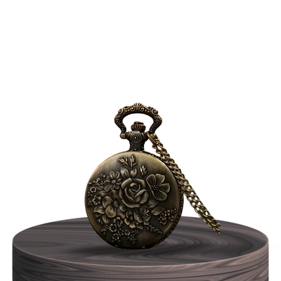Cornet | Reloj de bolsillo de bronce con relieve floral | 45 mm