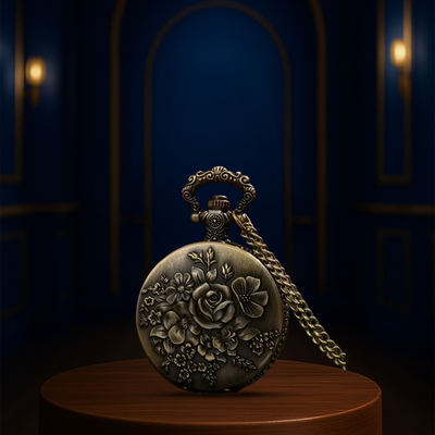 Cornet | Reloj de bolsillo de bronce con relieve floral | 45 mm