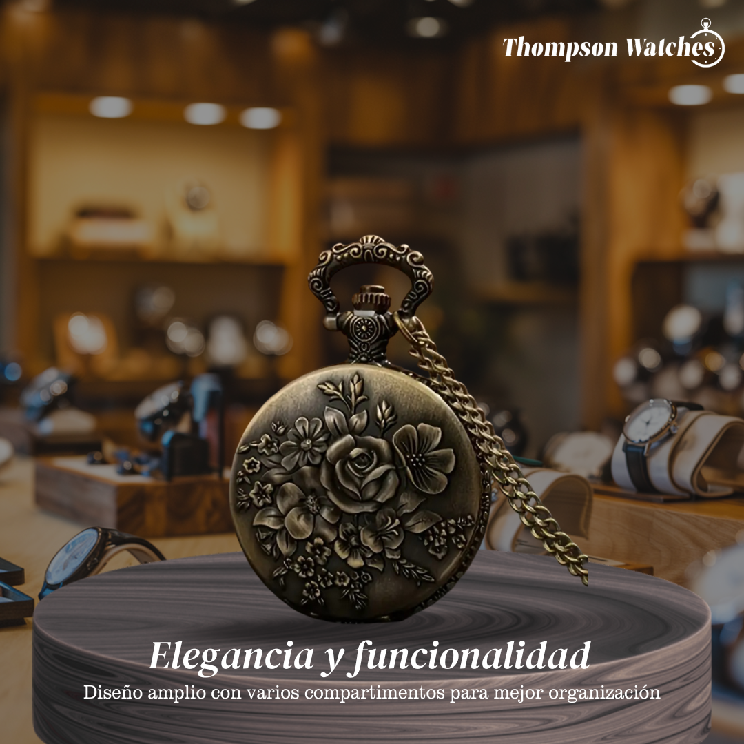 Cornet | Reloj de bolsillo de bronce con relieve floral | 45 mm