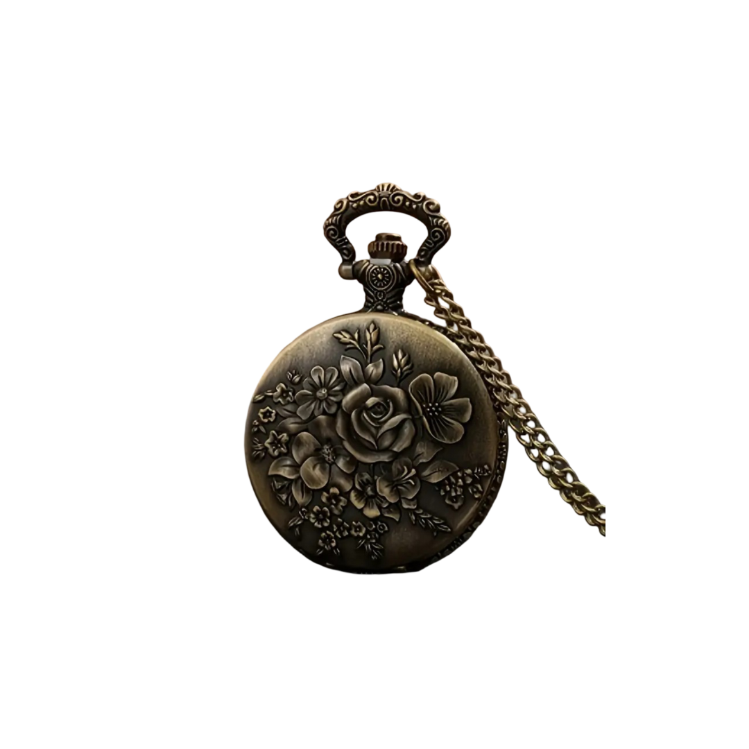 Cornet | Reloj de bolsillo de bronce con relieve floral | 45 mm