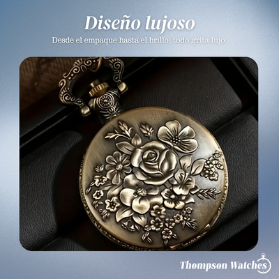 Cornet | Reloj de bolsillo de bronce con relieve floral | 45 mm