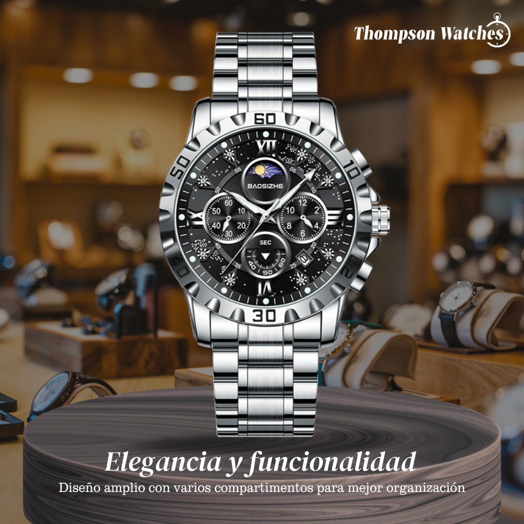 Rex | Reloj cronógrafo opulento con elegante correa de metal | 43.9mm