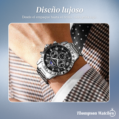 Rex | Reloj cronógrafo opulento con elegante correa de metal | 43.9mm