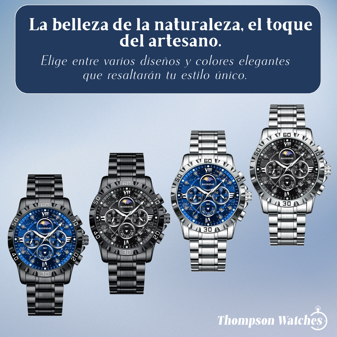 Rex | Reloj cronógrafo opulento con elegante correa de metal | 43.9mm