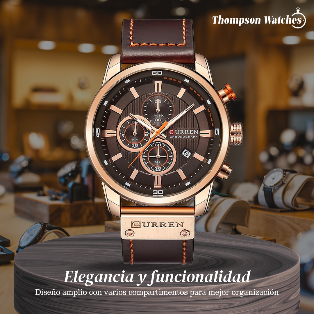 Jacob | Reloj Cronógrafo Elegante para Hombre con Correa de Cuero Marrón | 46mm