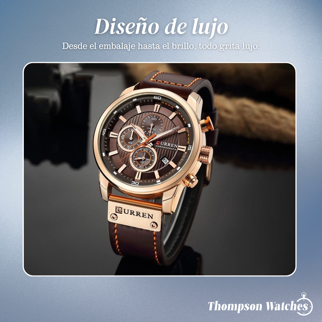 Jacob | Reloj Cronógrafo Elegante para Hombre con Correa de Cuero Marrón | 46mm
