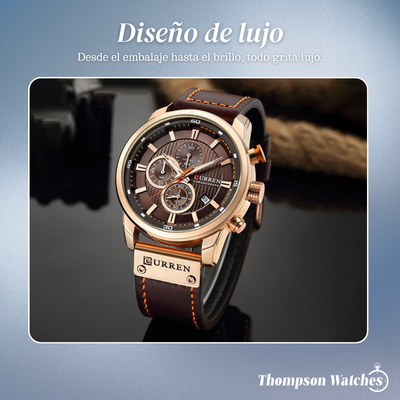 Jacob | Reloj Cronógrafo Elegante para Hombre con Correa de Cuero Marrón | 46mm
