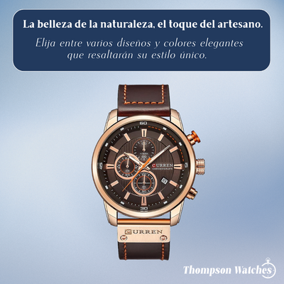 Jacob | Reloj Cronógrafo Elegante para Hombre con Correa de Cuero Marrón | 46mm