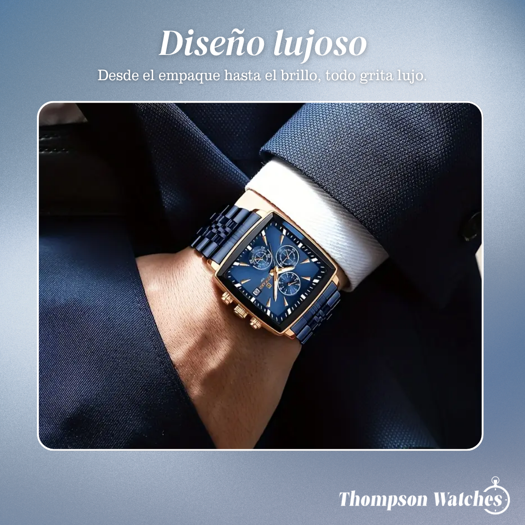 Troy | Reloj de pulsera de lujo para hombres de cuarzo rectangular de 47 mm