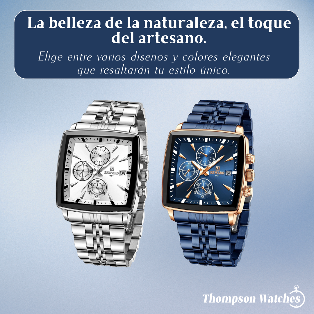 Troy | Reloj de pulsera de lujo para hombres de cuarzo rectangular de 47 mm