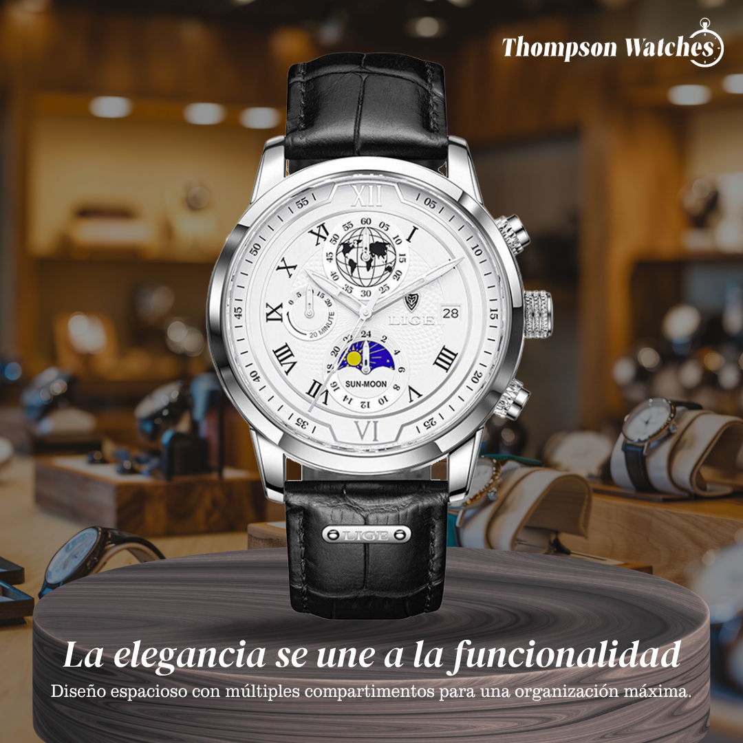 Liam | Reloj de cuero con hora mundial celestial | 43 mm