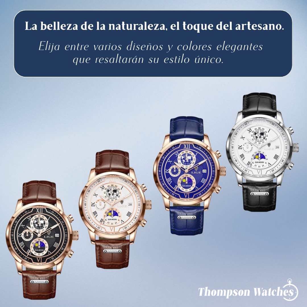 Liam | Reloj de cuero con hora mundial celestial | 43 mm