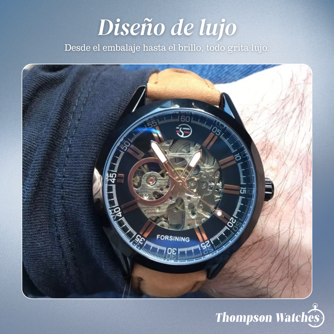 Felipe | Reloj de piel con esqueleto para hombre | 42 mm