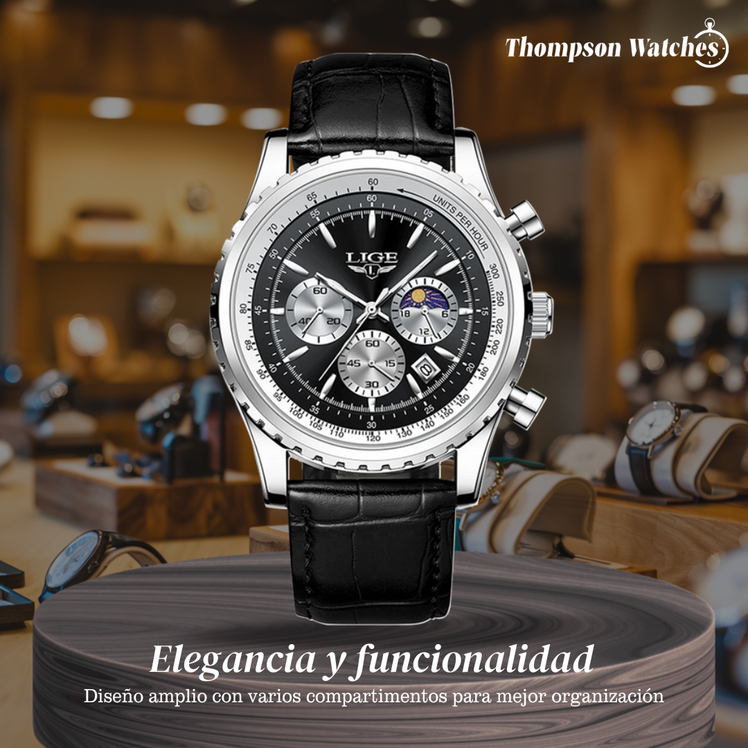 Leo | Elegante reloj cronógrafo con fase lunar | 46 mm