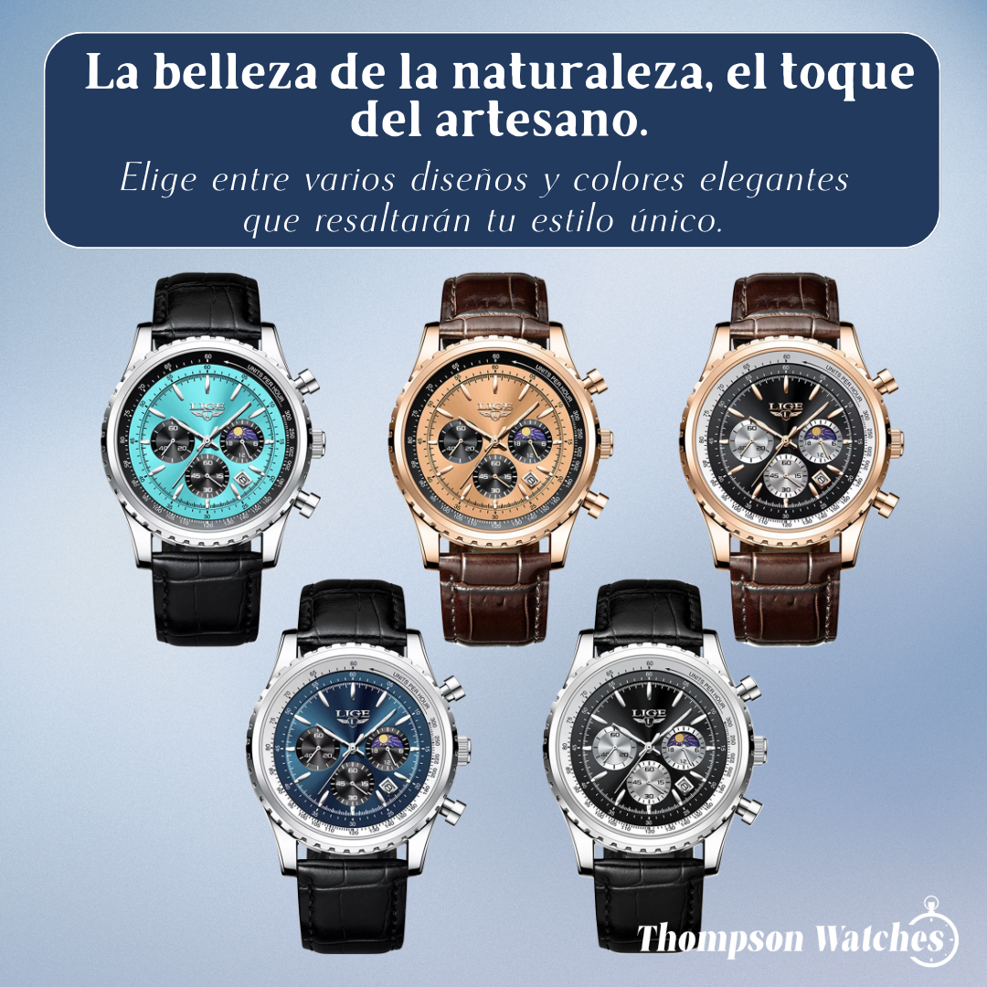 Leo | Elegante reloj cronógrafo con fase lunar | 46 mm