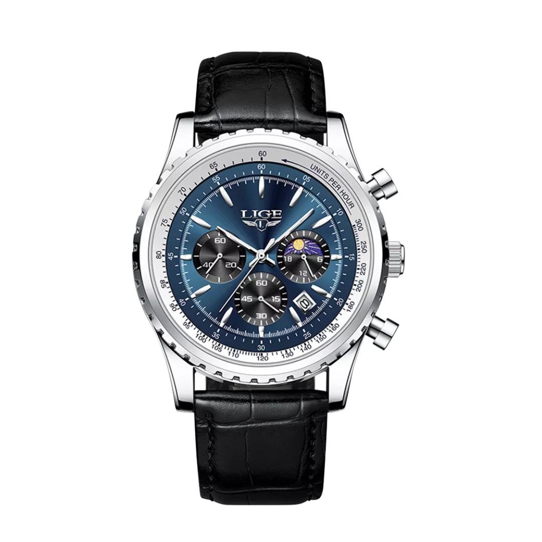 Leo | Elegante reloj cronógrafo con fase lunar | 46 mm