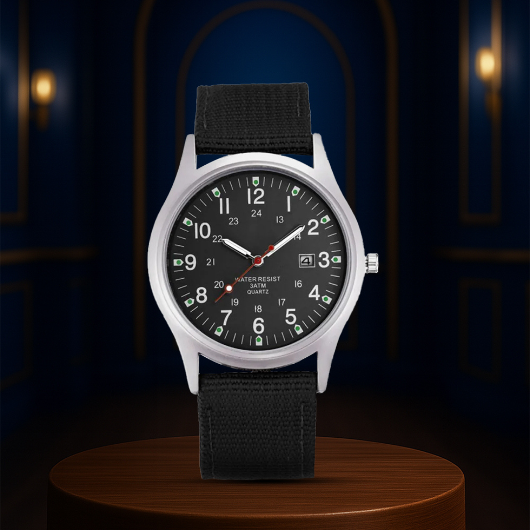 Mateo | Reloj de campo resistente con correa de lona duradera | 40mm