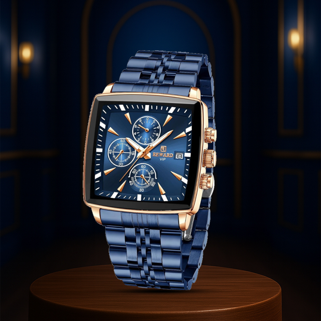 Troy | Reloj de pulsera de lujo para hombres de cuarzo rectangular de 47 mm